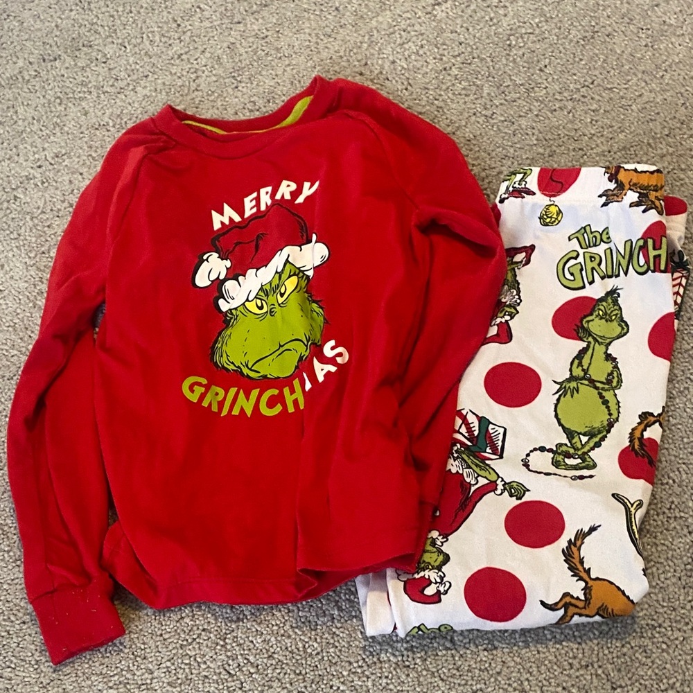 Merry Grinchmas Kids Pajamas Set - Red and White
